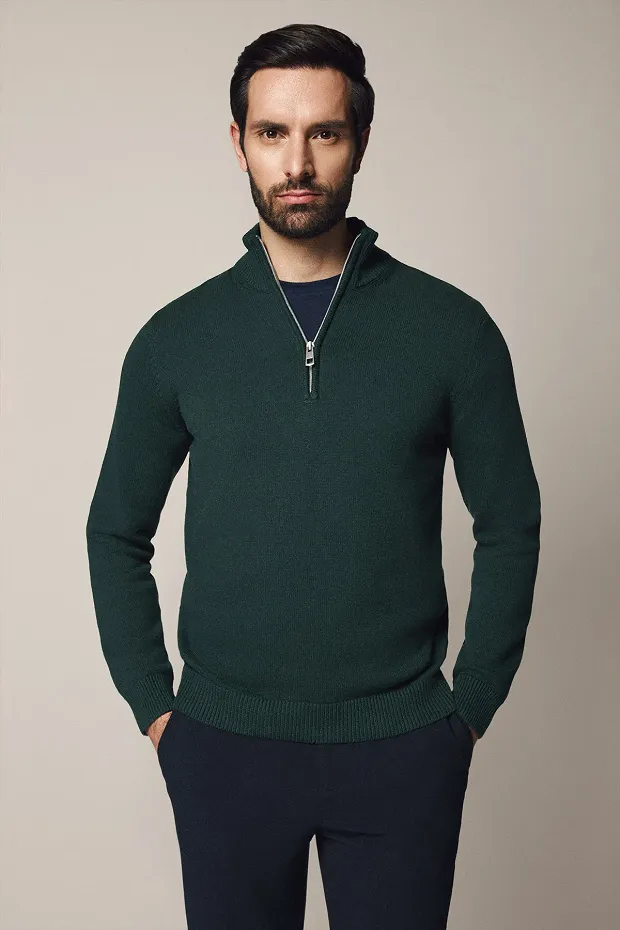 Sweter Zielony Bawełniany Johan