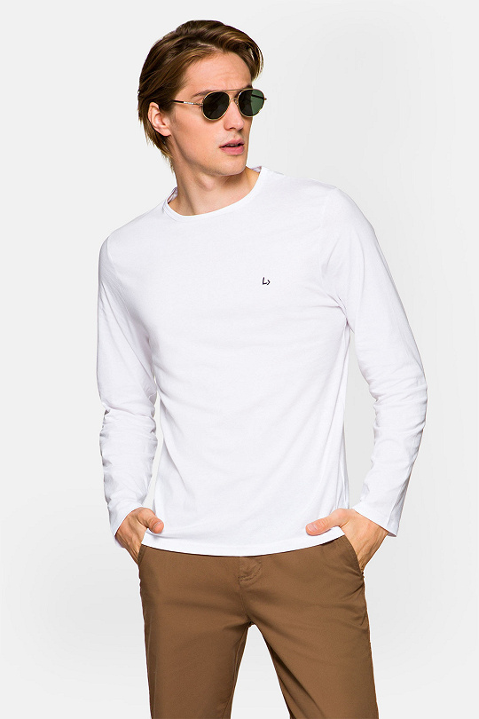 Koszulka męska z długim rękawem biała Runcorn firmy Lancerto