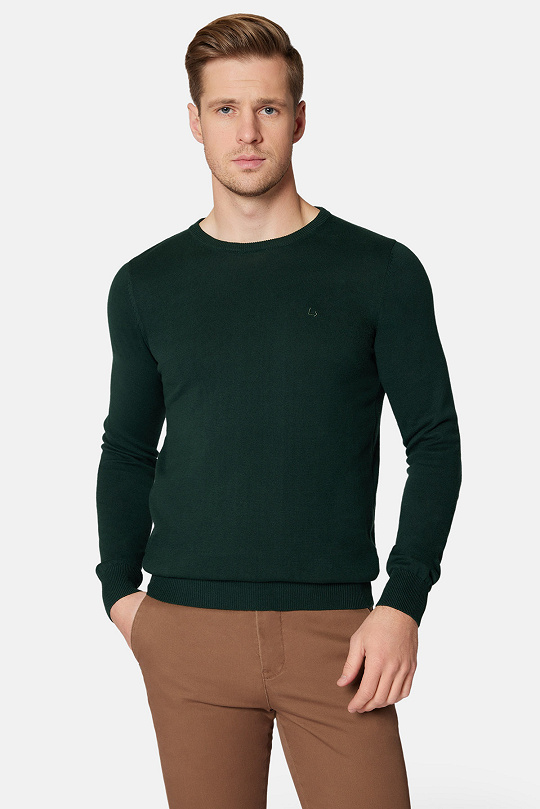 Sweter Zielony z Bawełną Gładki Morey
