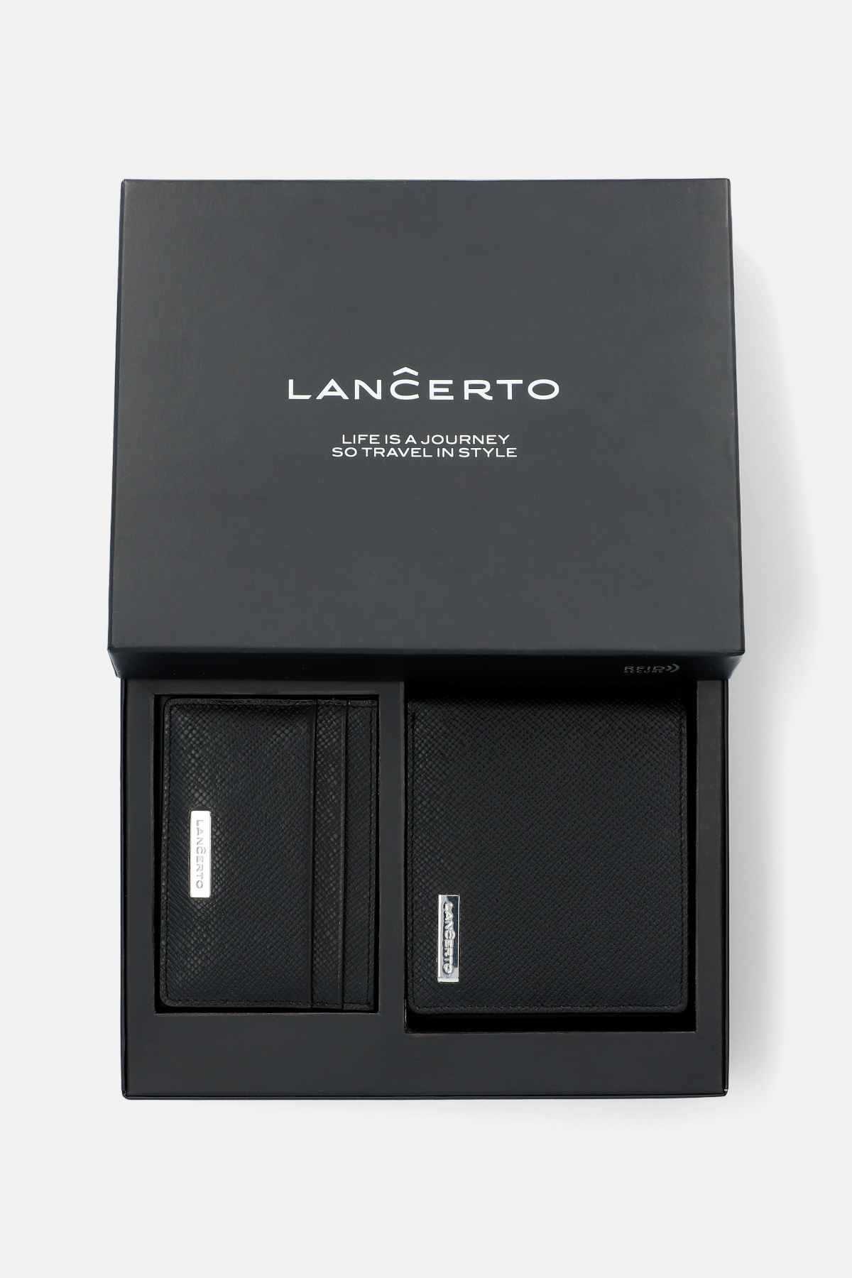 Lancerto - Zestaw portfel męski czarny plus wizytownik