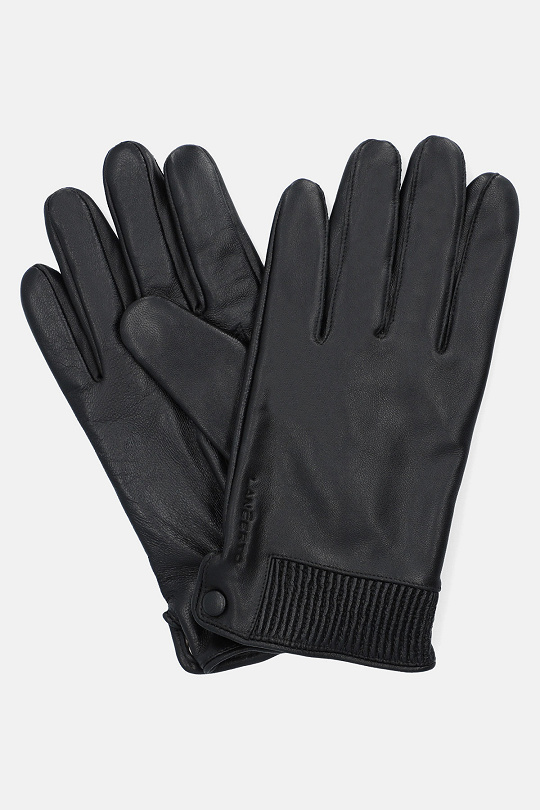 Rękawiczki Czarne Skórzane ze Ściągaczem Touch 2